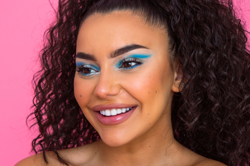 Woman with Bright Eye Makeup